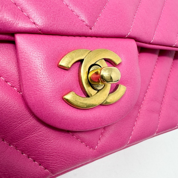 Chanel Pink Chevron Mini Rectangular Flap - Picture 6 of 10